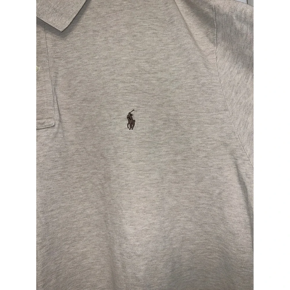 Polo Ralph Lauren Mens 4LT Tall Heathered Beige Tan Cotton Pique Polo Shirt